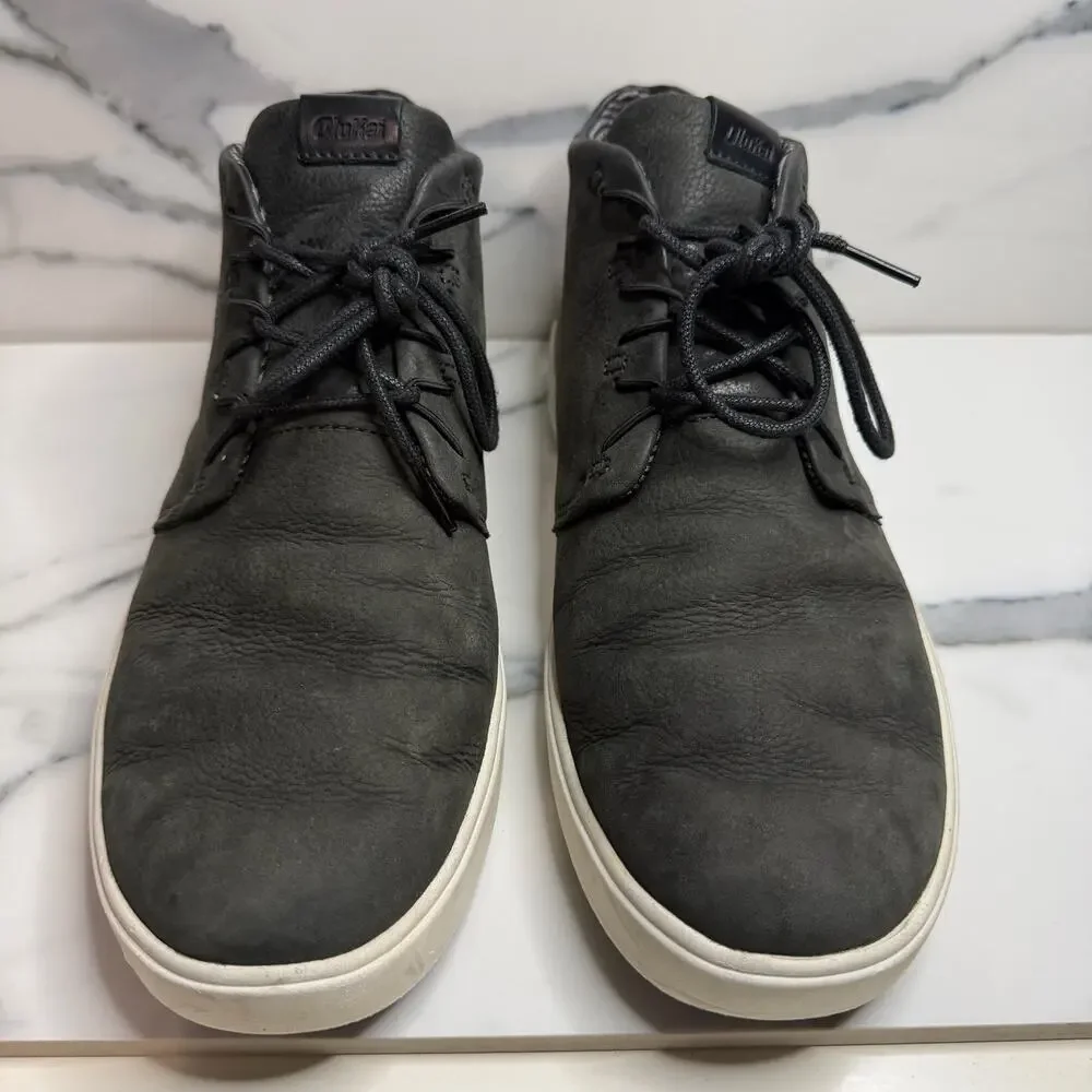Olukai Men's Gray Leather Nana Hele Sneaker Boots Sz 10.5 Outdoors Waterproof